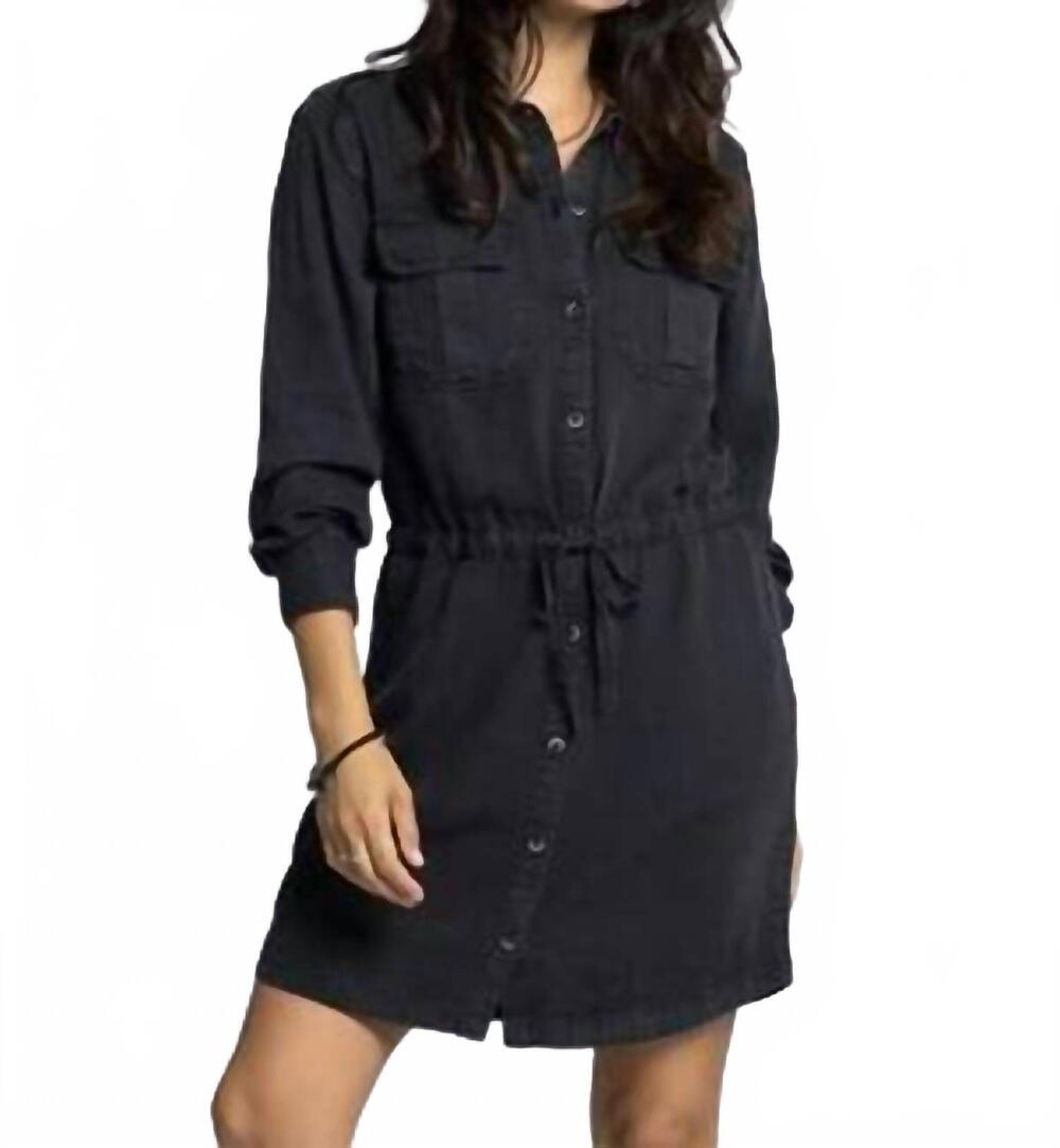 NEW THREAD & SUPPLY edna mini shirt dress in black